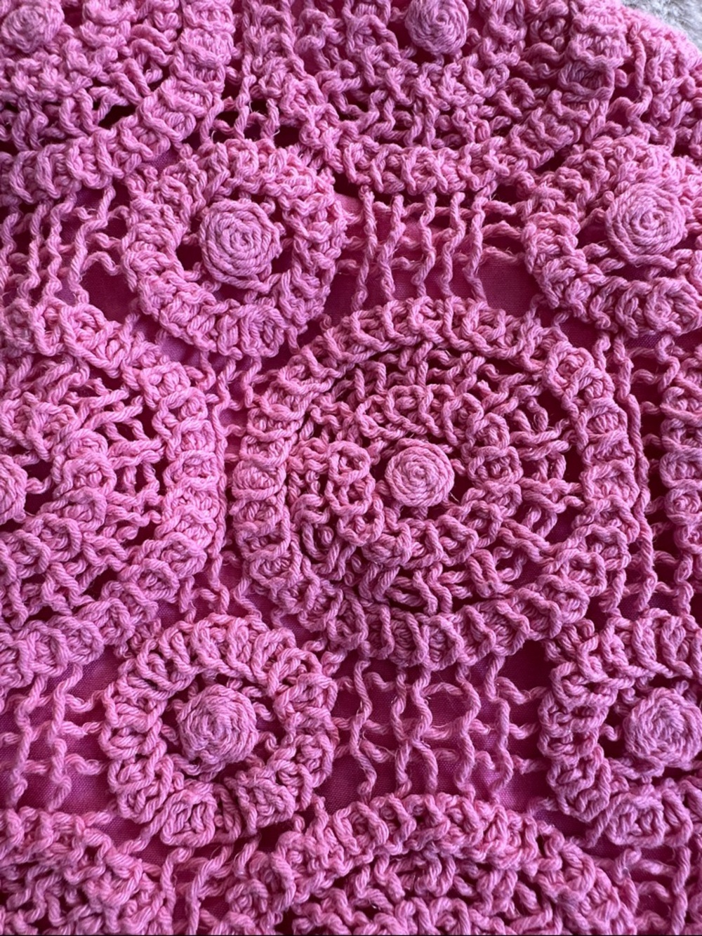 Pink Triangle Crochet Beach or Festival Halter with Neck and Back Ties, Small - Picture 2 of 6